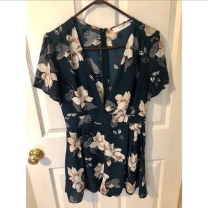 Dark Green Nordstrom Floral Romper